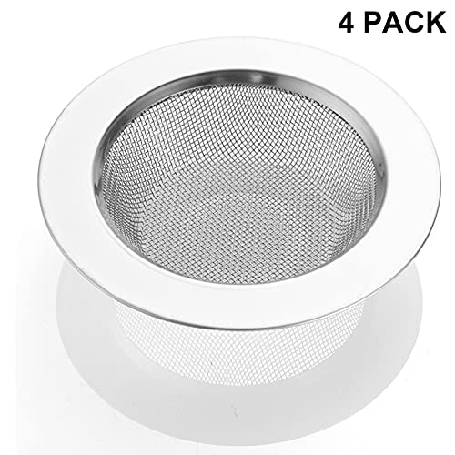LASSHSWA 4 PCS Kitchen Sink Strainer Stainless Steel, Kitchen Sink Drain Strainer,Sink Strainers with Large Wide Rim 4.5" Diameter for Kitchen Sinks - style: 4 PACK