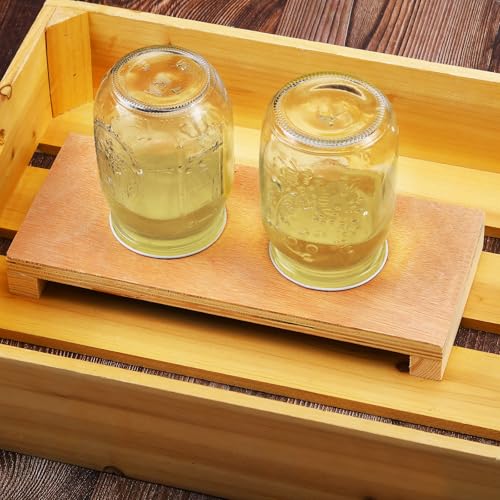 Rtteri 1 Pcs Bee Feeders for Hives with 2 Lids Wooden Honey Mason Jar Beehive Entrance Feeder for Beekeeping Bee Drinking Tools with Lids Drilled Feeding Sugar Syrup or Water (Jars Not Provided) - color: 2 Lids