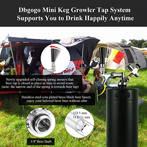 128 OZ Mini Keg Growler Beer Tap System with Keg Sleeve, 0-60 PSI Keg CO2 Regulator Stainless Core Draft Beer Faucet Self-Closing Spring Brew Hose Kegerator Craft Carbonation Dispenser