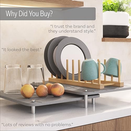 Nested Stone Drying Mat for Kitchen Counter | Large 16"x12" Dish Drying Mat plus 13"x12" Diatomaceous Earth Stone Dish Drying Mat | Expands to 29” x 12” | Premium Stone Mat (Light Gray) - color: Light Gray