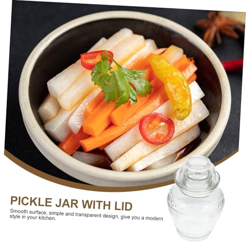 DECHOUS Glass Pickle Jar Set 5lb with Airtight Water Seal Lid, Thickened Glass Sauerkraut Fermentation Crock for Household Food Storage, Includes Inner Lid, Brush, and Tongs for Kitchen