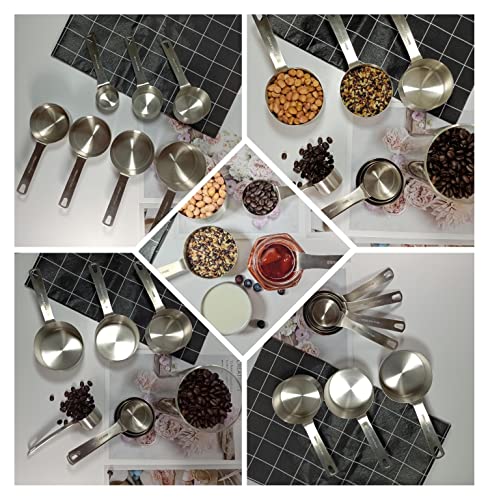 Measuring Cups and Spoons Set, 18/8 Metric & US Stainless Steel 8 Measuring Cups & 9 Spoons with 1 Leveler & 1 Measurement Conversion Chart for Baking & Kitchen - size: B: 8cups+9spoons