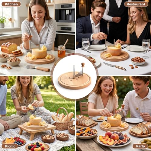 Girolle Cheese Curler with Hole Punch & Tweezers - Natural Beech Wood Cheese Shaver for Tete de Moine, Parmesan & Chocolate - Cheese Flower Cutter for Charcuterie Board Accessories & Gifts