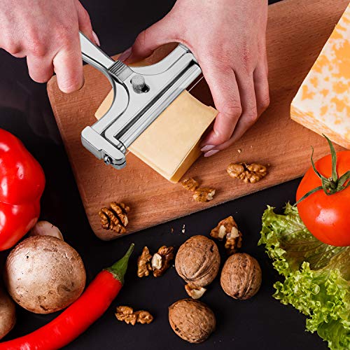 Boao 2 Pack Wire Cheese Slicer Stainless Steel Handheld Cheese Cutter Angle Adjustable Shaver Replacement Kitchen Cooking Tool for Mozzarella Cheddar Gruyere(Silver) - color: Silver