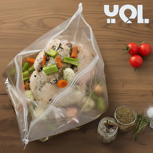 YQL Brining Bags - 4 Pack, 22"x26", Holds Up to 35lb with Cotton Strings, Double Zipper Seal, Ideal for Turkey, Chicken, Pork, Ham, Large Roasts, Brining& Marinating - size: 4PCS