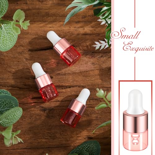 Didaey 100 Pcs 1/2/3/5/10/15 ml Mini Glass Oil Dropper Bottle Bulk, Clear Essential Small Empty Bottles Sample Containers Perfume Liquid Vials with Cap for Traveling (1 ml,Blush Pink) - color: Blush Pink, size: 1 ml