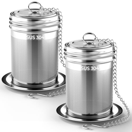 2 Pack Reinmoson Large Tea Infuser for Loose Tea & Spice Ball for Cooking | 2.1” x 2.9” Extra Fine Mesh Large Tea Strainers, 304 Stainless Steel Loose Leaf Tea Steeper for Black Tea, Rooibos, etc - size: Large