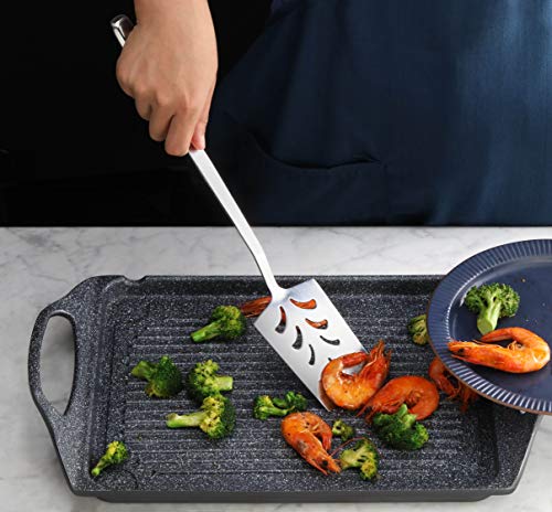 New Star Foodservice Hollow Handle Notched Serving Spoon (Silver, Perforated Spatulas (15-Inch)) - size: Perforated Spatulas (15-Inch)