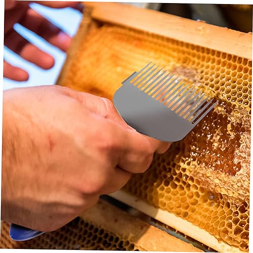 Happyyami Stainless Steel Honey Comb Scraper Tool Beekeeper Honey Knife Plastic Handle Easy Uncapping Fork for Beekeeping