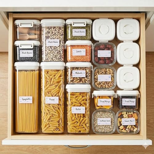 Food Storage Labels, 1 x 2 Inch, 1000 Pieces Removable Freezer Stickers, 2 Rolls