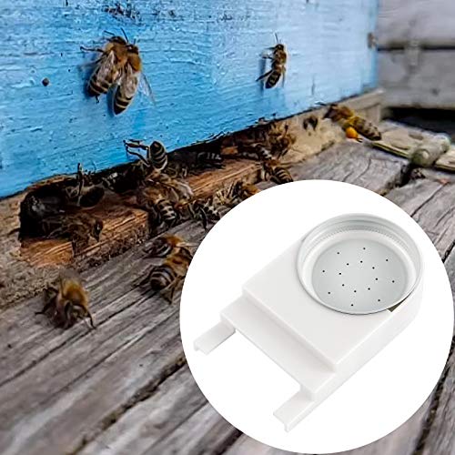 KEILEOHO 12 Pack 5.5 inches x 3.15 Inches Bee Feeder, Honey Bee Beehive Front Entrance Feeder, Bee Drinking Equipment with Lids for Professional Beekeeper or Beginner Feeding Sugar Syrup or Water