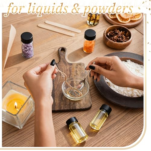 Lallisa 100 Pcs 2, 4, 5, 7 ml Glass Vials with Black Screw Caps and Plastic Stoppers, Clear Small Leakproof Bottles Bulk, Mini Liquid Sample Vials for Essential Oils, Sample, DIY Craft - color: Clear with Black Cap, size: 2 ml, 4 ml, 5 ml, 7 ml Set