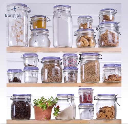 Bormioli Rocco Fido Square Jar with Blue Lid, 17-1/2-Ounce - color: Clear, size: 17.50 fl oz