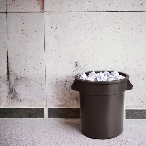 PRO&Family Commercial Round Trash Can, Ingredient Bin, Heavy-Duty Plastic, Anti-Static, Kitchen, Office, Outdoor Use (Brown, 20 Gallon) - color: Brown, size: 20 Gallon