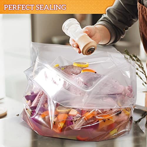 Turkey Brining Bags, 26"×22", 2 Pack, Double Zip Lock Thicker Brine Bags with 2 Cotton Strings, Extra Large Brining Bag Fits for Turkey, Chicken, Beef, Fish, Lamb, Pork, Holds Up to 35LB