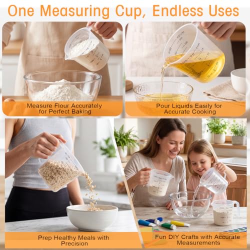 Kanayu 36 Pcs Plastic Measuring Cup Clear Measuring Mug with Spout and Handle Grip Capacity Clear Graduated Pitcher for Kitchen Flour Water Liquids (Black,16 Oz, 2 Cups) - color: Black, size: 16 Oz, 2 Cups