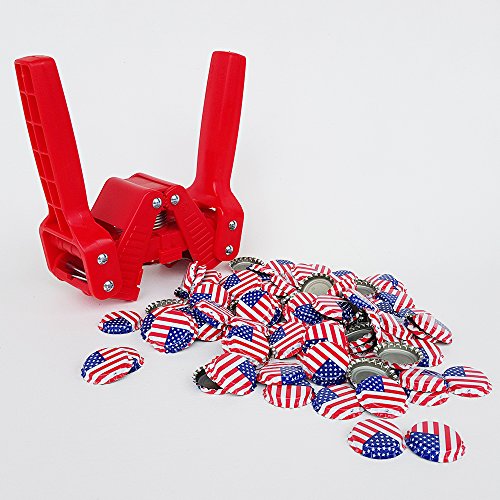 Red Baron Bottle Capper with American Flag Crown Oxygen Barrier Beer Bottle Caps (144 Ct)