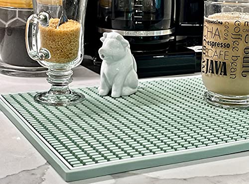Highball & Chaser Premium Bar Mat 18in x 12in 1cm Thick Durable and Stylish Service Bar Mat for Spills, Coffee, Bars, Restaurants and Counter Top Dish Drying Mat, Glass Drying Mat (1 Pack, Mint Green) - color: Mint Green, size: 1 Pack