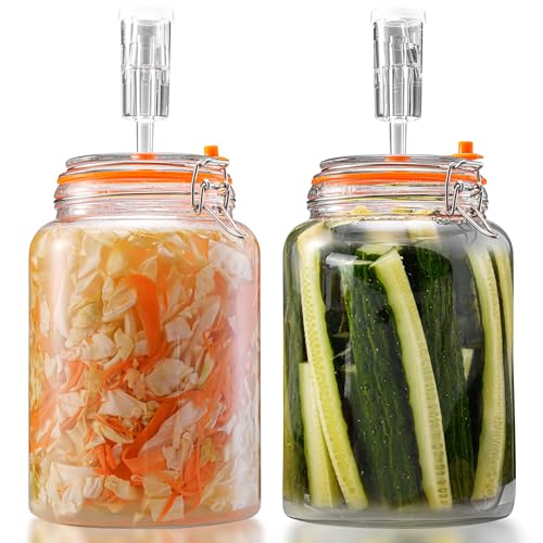1 Gallon Glass Fermenting Jar with Airlock, Single Pack | Wide Mouth Fits Your Whole Hand For Easy Packing And Cleaning - size: 1 Gallon