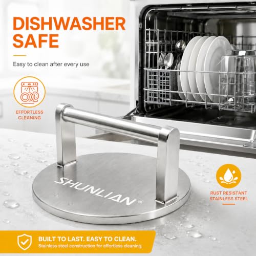 3.1lb Smash Burger Press 6" Stainless Steel Burger Smasher Tool | 1 Year Warranty | Heavy Weight | Dishwasher Safe | Stainless Steel | Solid & Buil To Last | Versatile Kitchen Cooking Press