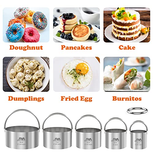 5 Pieces Circle Biscuit Cutter,Professional Stainless Steel Round Cookies Mold Tool with Handle for Baking GIFT Package - style: 5pcs with Handle(1.75-3.25in)