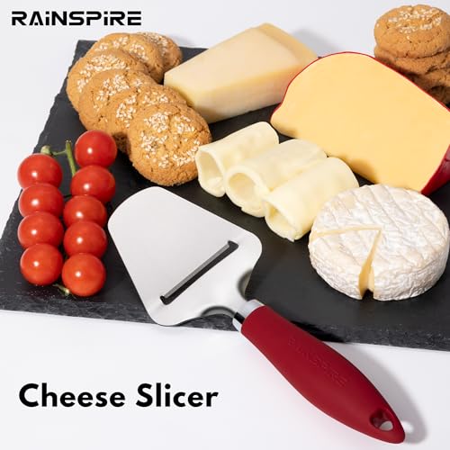 Rainspire Upgraded Non-Stick Cheese Slicers for Block Cheese Multi-Functional Cheese Cutter for Mozzarella, Cheddar, Gruyere Charcuterie Accessories Dishwasher Safe Kitchen Tools, Red - color: Red