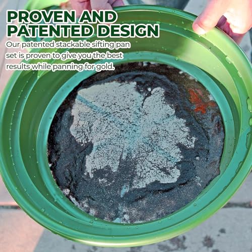 SE 13.25 Inch Wide Stackable Classifier Gold Prospecting Pan - 1/50 Inch Stainless Steel Mesh Sifting Pan, Green - size: 1/50 inch, style: Pans