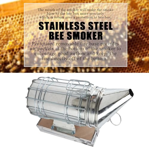 Bee Hive Smoker with Heat, Stainless Steel Beekeeping Equipment, Protective Smoker Can for Hive Maintenance and Calming Bees