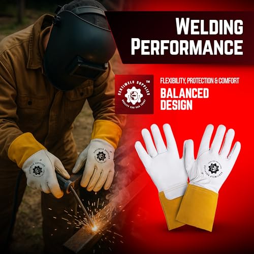 CertiWeld Supplies Leather Welding Gloves – Heat Resistant Work Gloves –Protection Sleeves for BBQ, Gardening, Manual Work - size: X-Large