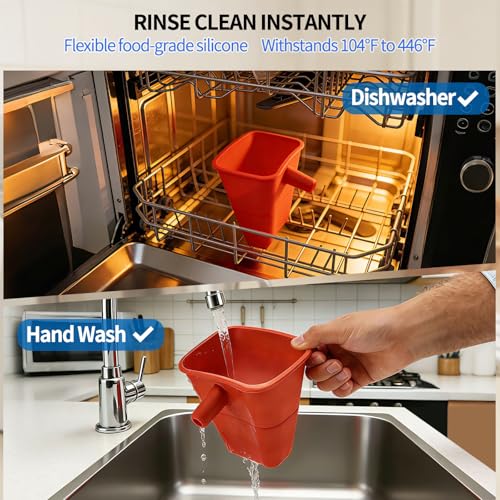 Silicone Flour Funnel for KitchenAid 5Qt Mixer, Wide-Mouth splashproof Design, Also for tilt Mixers 4.5 & 5 Quart (KSM150), Dishwasher Safe, an Essential Baking Tool(red)