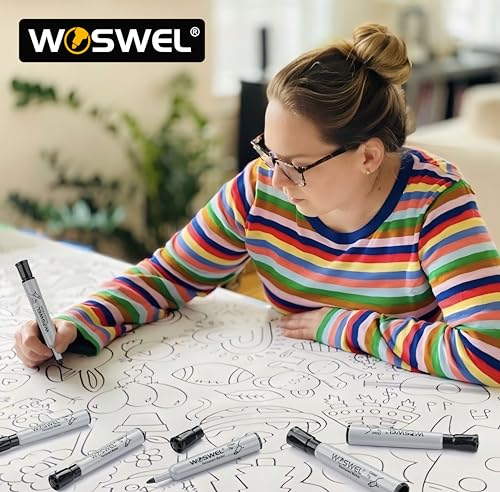 WOSWEL 50 Pack Permanent Markers Bulk, Chisel Tip, Black, Jumbo Thick Large Permanent Markers, Wide Tip Markers, Works on Plastic,Wood,Stone,Metal and More, Perfect for Signs and Posters
