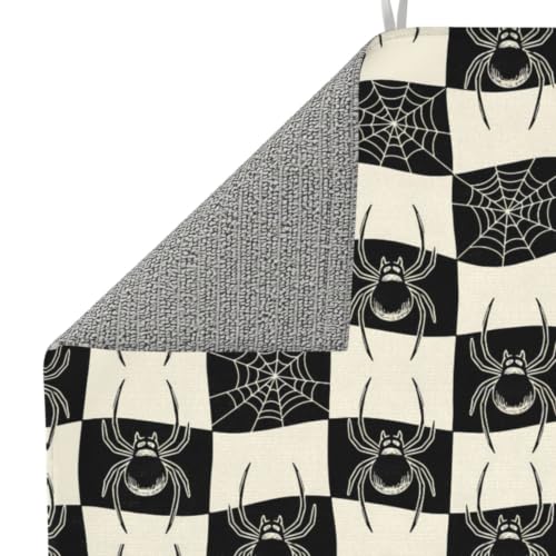 Spiders Spiderwebs Checkerboard Dish Drying Mats for Kitchen Counter, Super Absorbent Microfiber Drainer Pad, Washable Reversible Appliance Protector, Everyday Kitchen Must-Have, 16x18 Inch - color: Spiders Spiderwebs Checkerboard