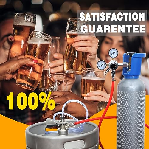 PERA Single Tap Beer Conversion Kit Door Mount Kegerator Kit with CGA320 Co2 Regulator, Sankey D System Keg Coupler and 1/4" Beer Line 5FT and 5/16" Gas Line 5FT for Homebrewing (No CO2 Tank)