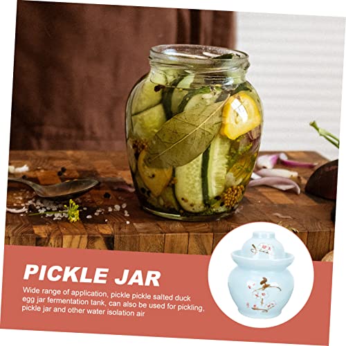 Chinese Pickle Jar Ceramic Plum Blossom Pattern Sealed Storage Jar Vintage Pickle Can for Kimchi