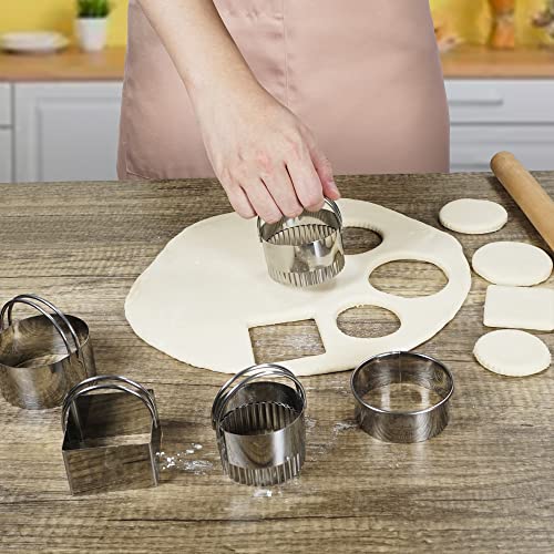 Biscuit Cutter Set for baking 2inch 2.5inch 3inch 3.5inch 4inch 5inch large size Round Metal Baking Rings with handle for Pastry, Biscuits, and Dough Cutting 6pcs set GIFT Package - style: 6pcs with Handle(2-5in)