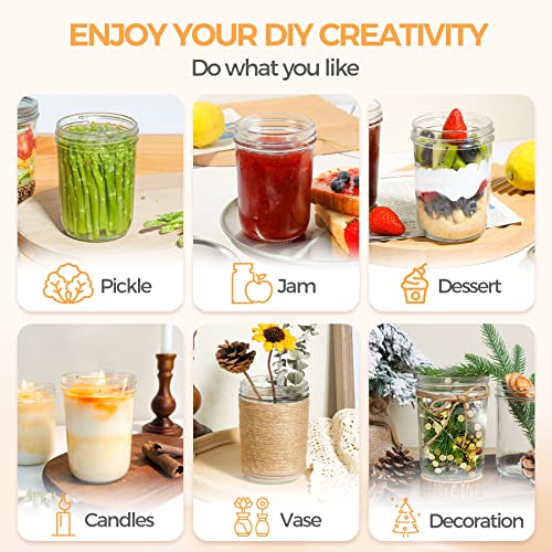 ComSaf 16 oz Wide Mouth Mason Jars Bulk Set, 8 Pack Jars with Lids | Clear Body, Salad Prep, Pickles, Overnight Oats, Honey, Candle Making, Wedding Favors - size: 16oz*8 wide mouth