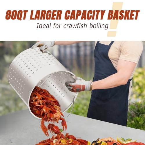 100QT Seafood Boil Pot with Detachable Paddle, Stainless Steel Stock Pot | Crawfish Boil Pot with 80QT Basket, Lid & Lifting Hook, Perfect for Outdoor Crab, Lobster & Shrimp Boils - style: 100QT+Mixing Paddle