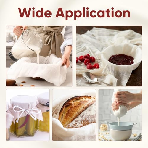 Cheese Cloths for Straining, 16PCS 20 * 20Inch Grade 100 Chees Cloth with Hemmed Edge,100% Cotton Unbleached,Reusable Muslin Cheesecloth for Straining, Making Yogurt, Juicing