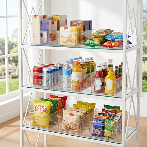 Vtopmart 4pcs Clear Organizers and Storage Bins, Plastic Storage Containers with Handles for Fridge, Freezer, Pantry, Cabinet, Kitchen Organization - size: Without Lid