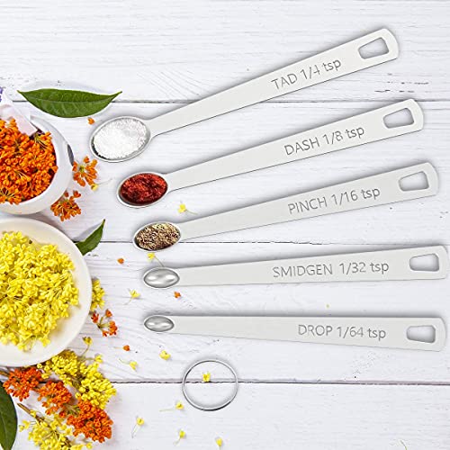 Measuring Cups and Magnetic Measuring Spoons Set, Wildone Stainless Steel 7 Measuring Cups, 8 Double Sided Stackable Magnetic Measuring Spoons, 1 Leveler & 5 Mini Spoons - 21 Piece - color: Silver
