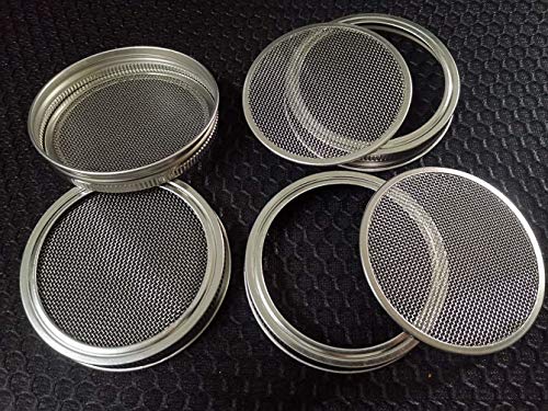 Sprouting Lids Sprouts Growing Kit for Wide Mouth Mason Jar Mesh Lid - 4 Pack Metal Fine Stainless Steel Screen Sprout Jars Lids Plant Seed Germination