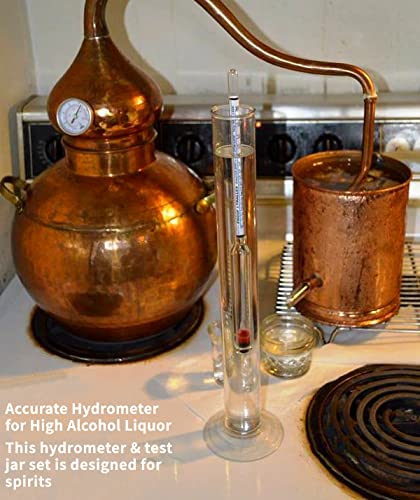 CIMALAB Hydrometer Alcohol Meter, Hydrometer Alcohol 0-200 Proof and Tralle Alcohol Hydrometer, Alcohol Proof Tester Hydrometer, Alcohol Tester for Liquor/Moonshine/Spirits/Proofing/Distilled