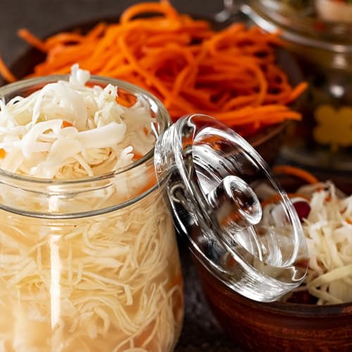 3pcs Fermentation Weights: Heavy Glass Fermenting Stones with Easy-grip Handle Compatible with Wide Mouth Mason Jars for Sauerkraut Kimchi
