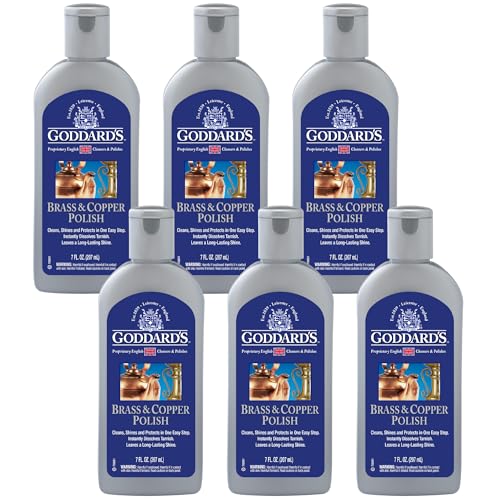 Goddard's Copper & Brass Polish, Copper Cleaner & Brass Cleaner for Long-Lasting Shine, Metal Polish for Pewter, Chrome & More, Metal Polishing Compound, 7 Oz. - 6 Pack - size: 7 Fl Oz (Pack of 6)
