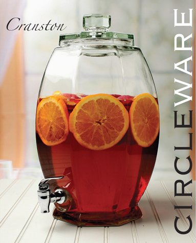 Circleware Cranston Beverage Dispenser with Glass Lid, Sun Tea Jar with Spigot Kitchen Entertainment Glassware Drink Water Pitcher for Juice, Wine, Kombucha and Cold Drinks, Clear, Huge 3 Gallon