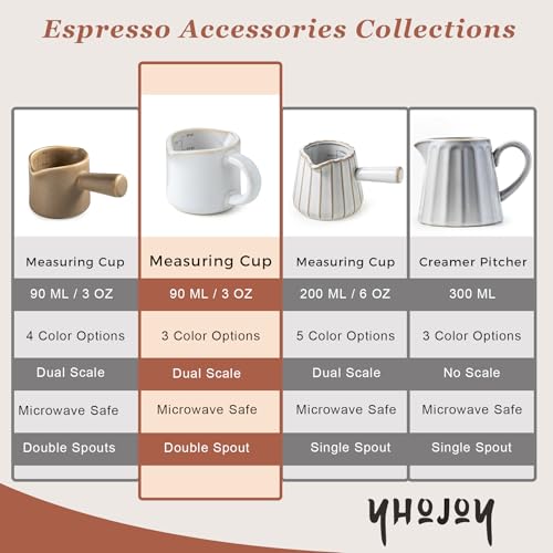 Ceramic Espresso Cup, Espresso Accessories, 3 OZ Espresso Measuring Cup Expresso Shot Cup with Handle, Double Spouts, Cream White - color: C-Cream White