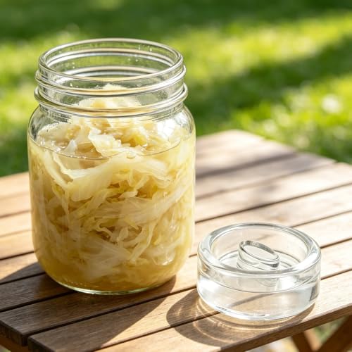 OUNONA 2pcs Fermentation Glass Weights with Easy Grip Handle, Fermenting Pickling Weights for Wide Mouth Mason Jars, 2.8 inch Vegetables Pickles Canning Tools