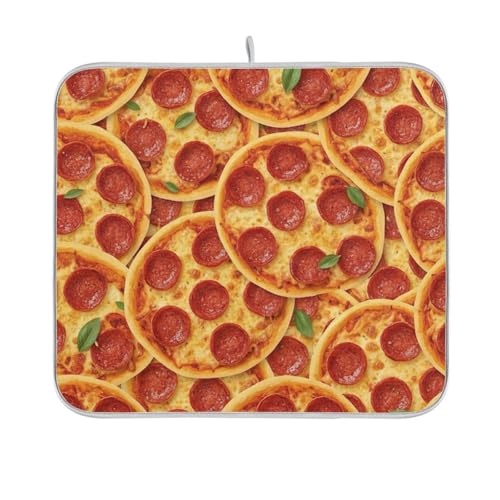 Dish Drying Mats, Pizza Cheese Print Dishes Pad, Reversible Dish Drying Rack Mat Kitchen Counter Mat, 16x18in - size: 16x18in