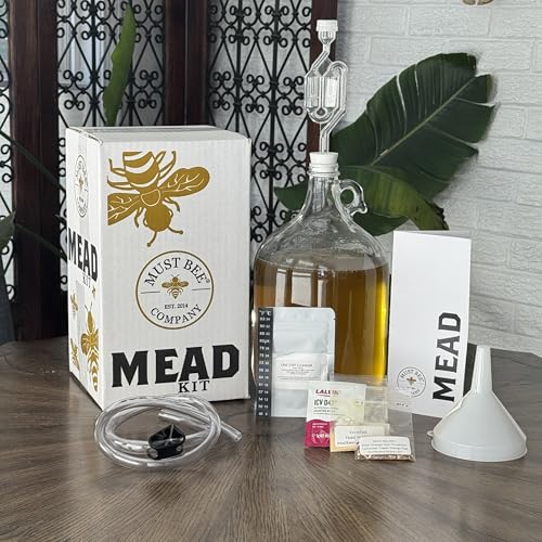 Mead Making Kit – 1 Gallon Mead Kit to Make Your own Honey Wine with Reusble Equipment- Brew a Delicious Metheglin Style Mead with Must Bee Company-Starter Kit Includes Yeast, Nutrients and Spices. - size: 1 Gallon Starter Kit