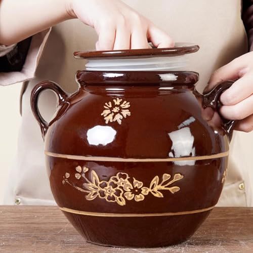 Fermentation Crock Jar Sauerkraut Crock - Ceramic Fermenting Crock with Seal Lid for Fresh Chinese Pickle, Kimchi & Kombucha - Stoneware Pickling Crock,7.5L - size: 7.5L